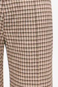 Pantalon Yoshitomo droit à carreaux en laine - Beige & Brown