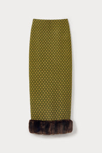 Jupe crayon Monica en satin avec ruban en dentelle - Green