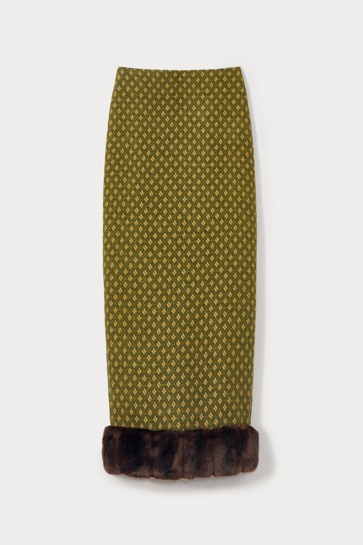 Jupe crayon Monica en satin avec ruban en dentelle - Green