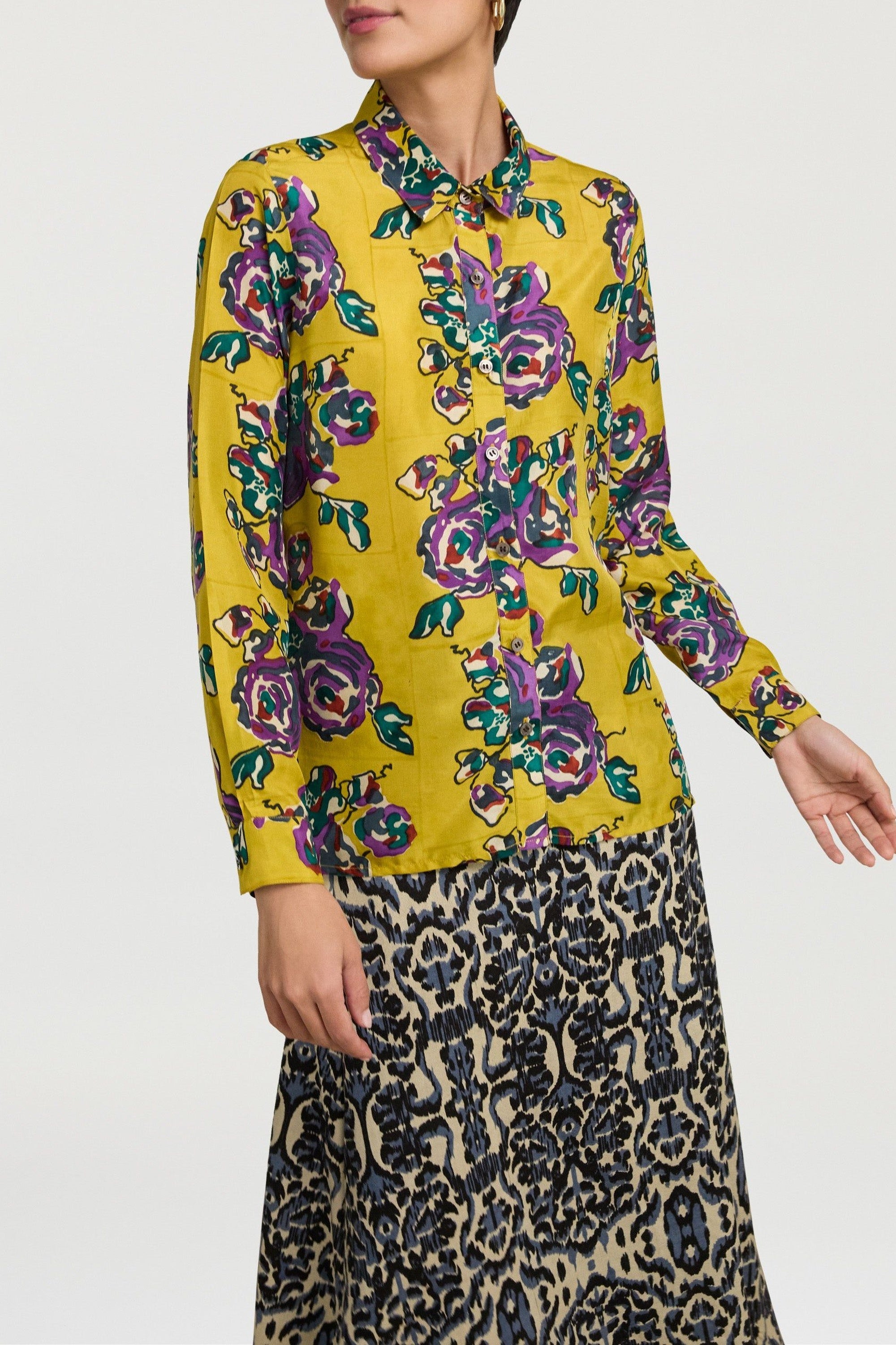 Bella long-sleeved silk shirt - Green