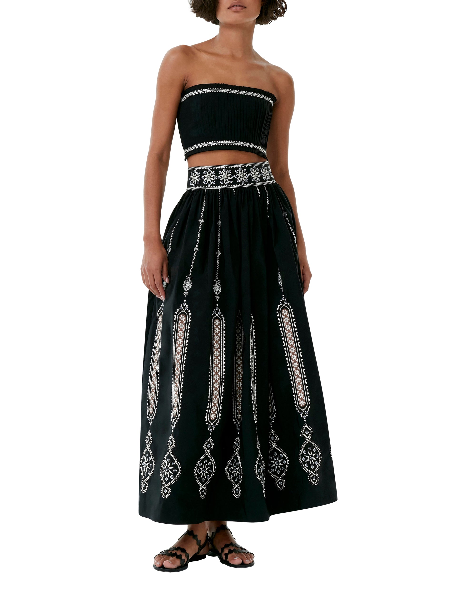 Ombretta long skirt in linen - Black