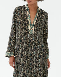 Jenna long caftan in linen - Dark