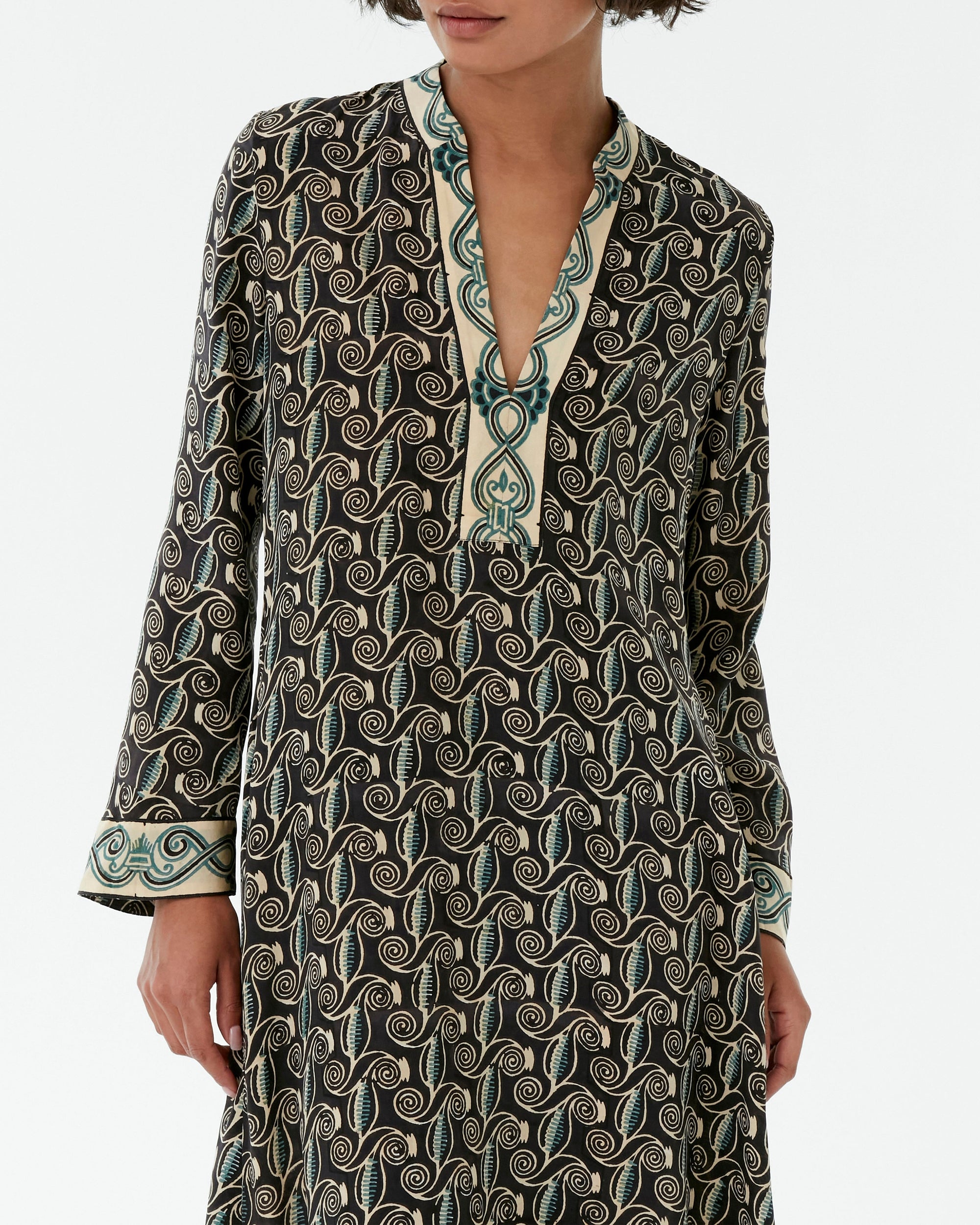 Jenna long caftan in linen - Dark