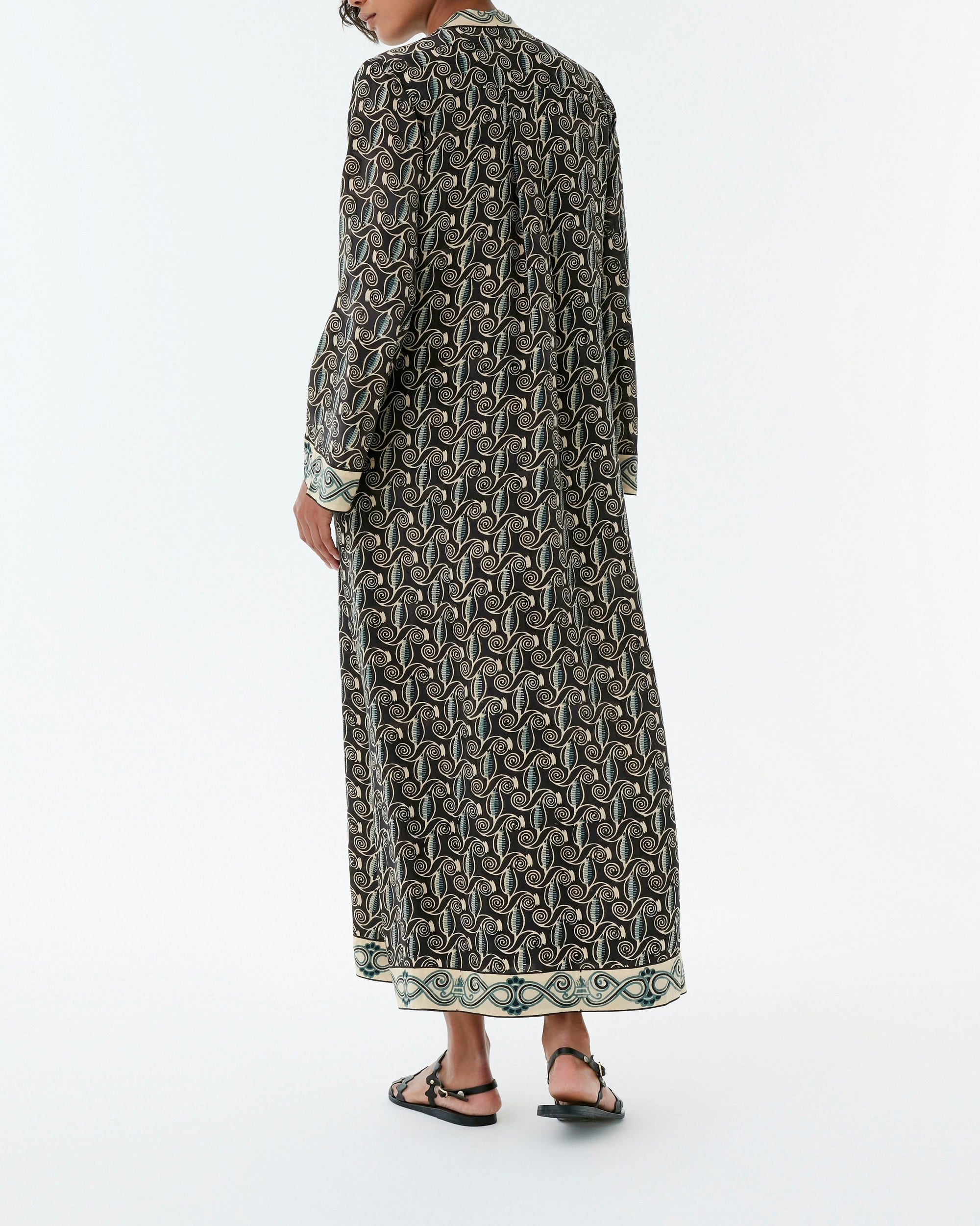 Jenna long caftan in linen - Dark