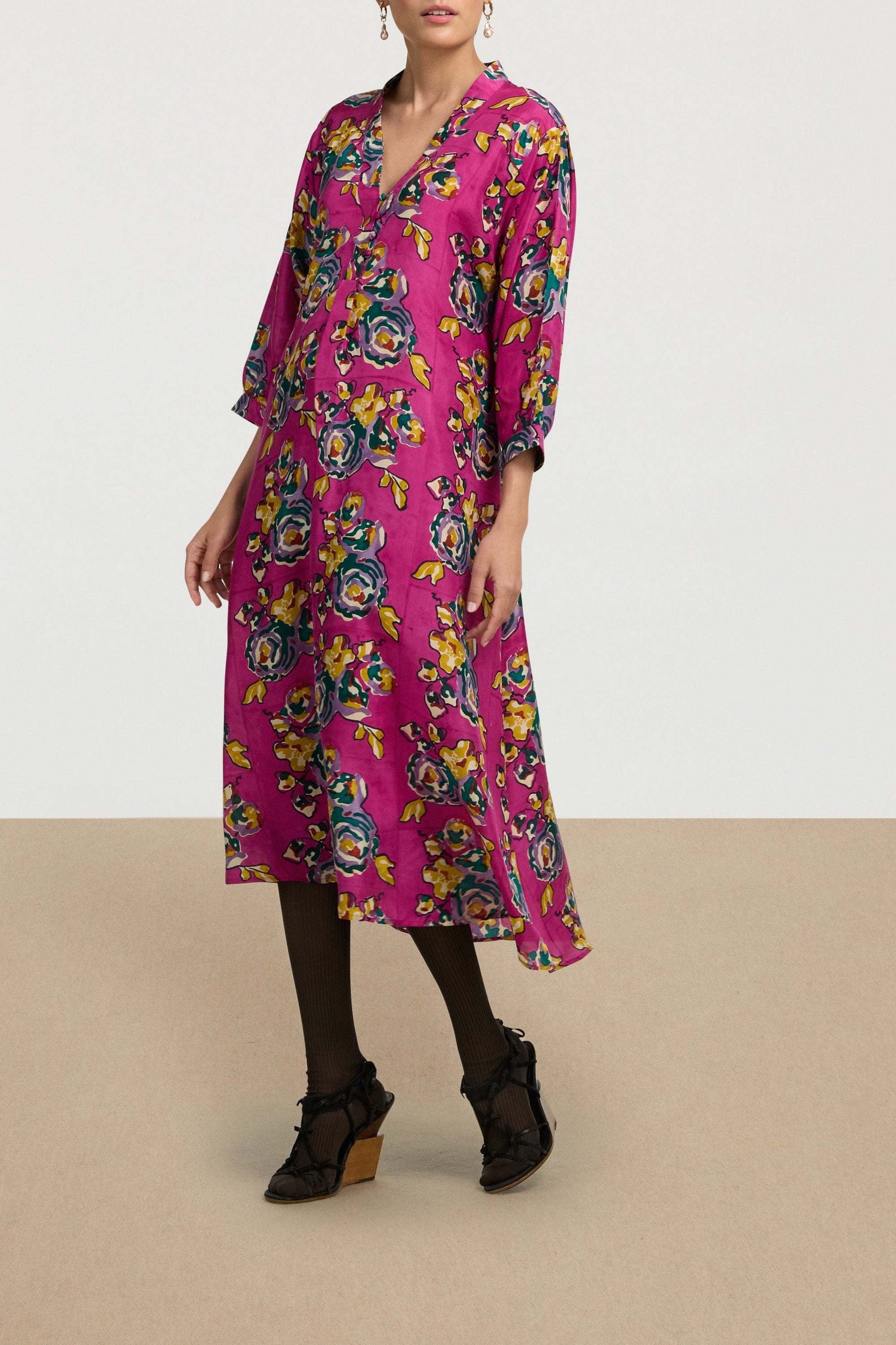 Lotty long silk dress - Neutral