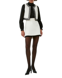 Clara sleeveless cardigan in linen - White