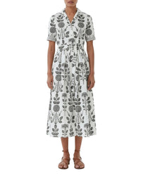 Robe midi Olla en lin - Black & White