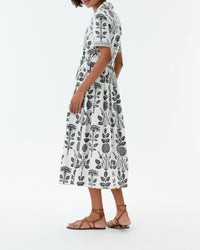 Robe midi Olla en lin - Black & White