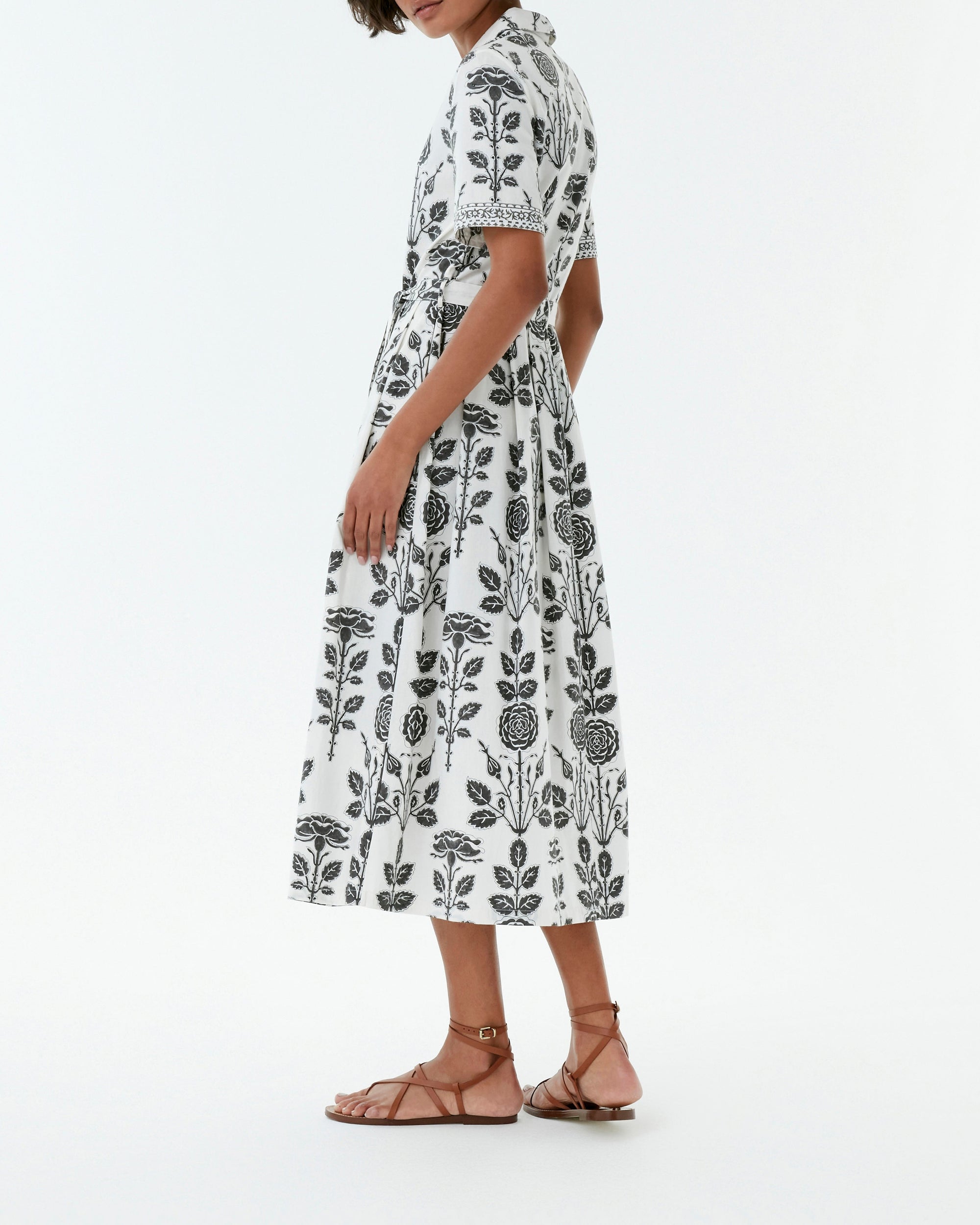 Robe midi Olla en lin - Black & White