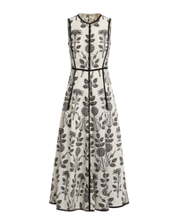 Linen midi dress - Black & White