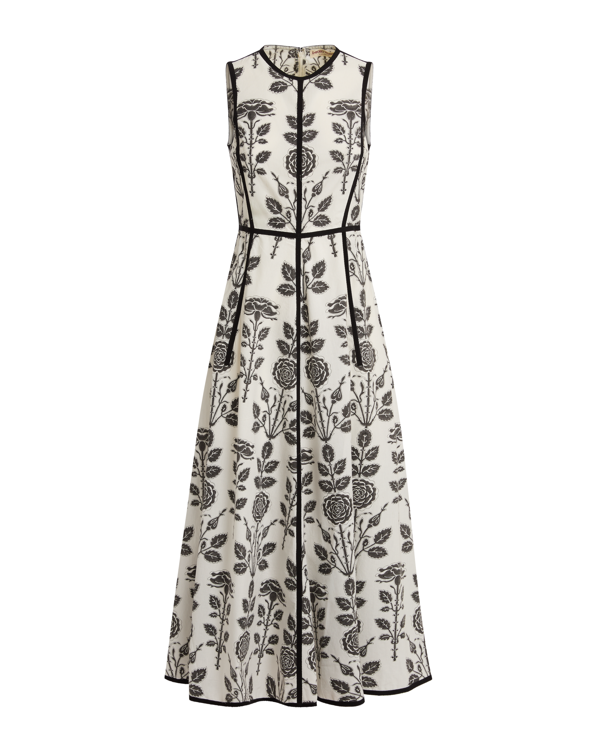 Linen midi dress - Black & White