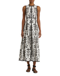 Linen midi dress - Black & White