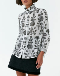 Victoria blouse in linen - Black & White