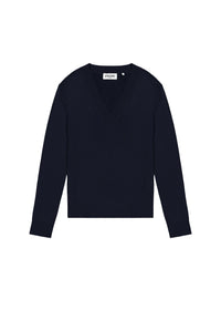 Pull col V en laine & cachemire - Marine