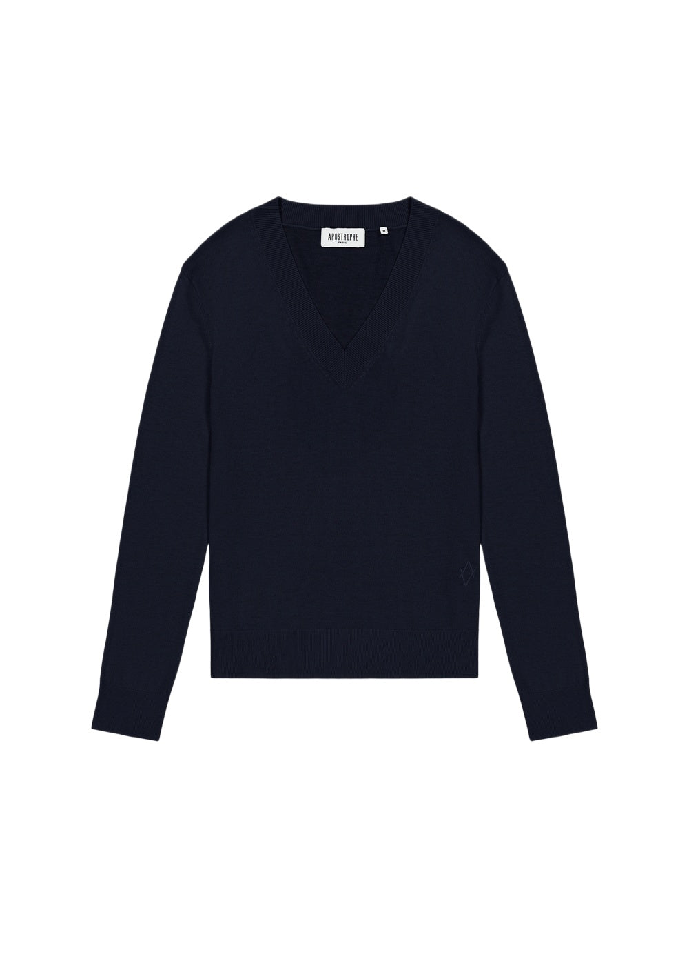 Pull col V en laine & cachemire - Marine