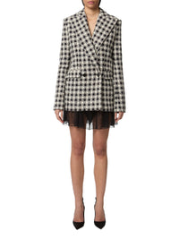 Double-breasted tweed-style wool jacket - White & Black