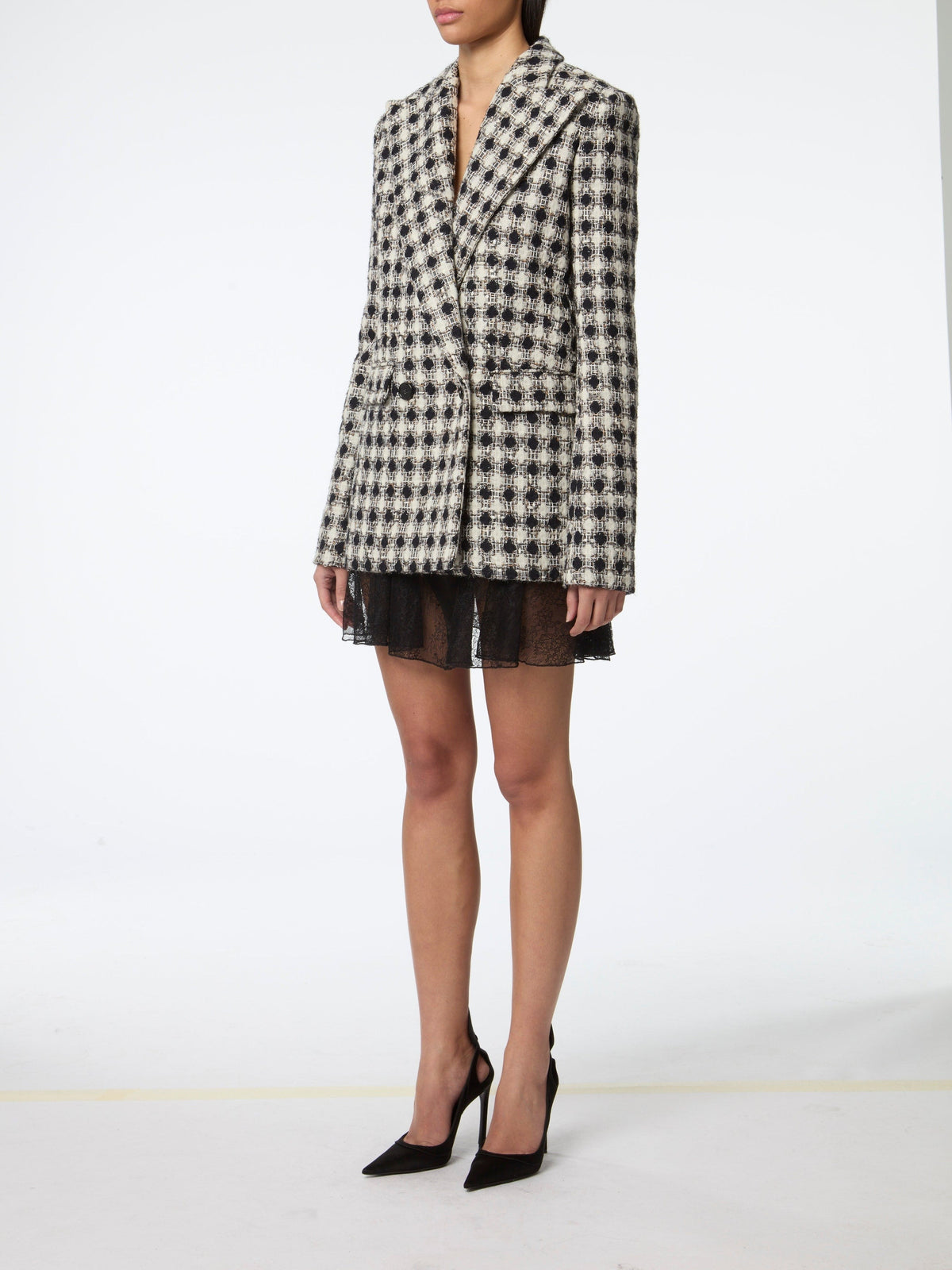 VESTE CROISÉE EN TWEED TEXTURÉ - Blanc