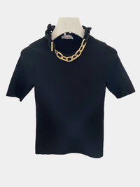 BLACK SHORT-SLEEVED KNITTED JUMPER