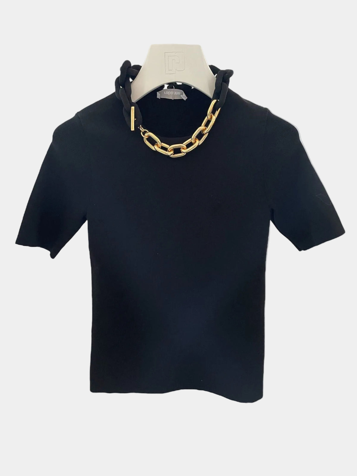BLACK SHORT-SLEEVED KNITTED JUMPER