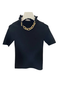 BLACK SHORT-SLEEVED KNITTED JUMPER