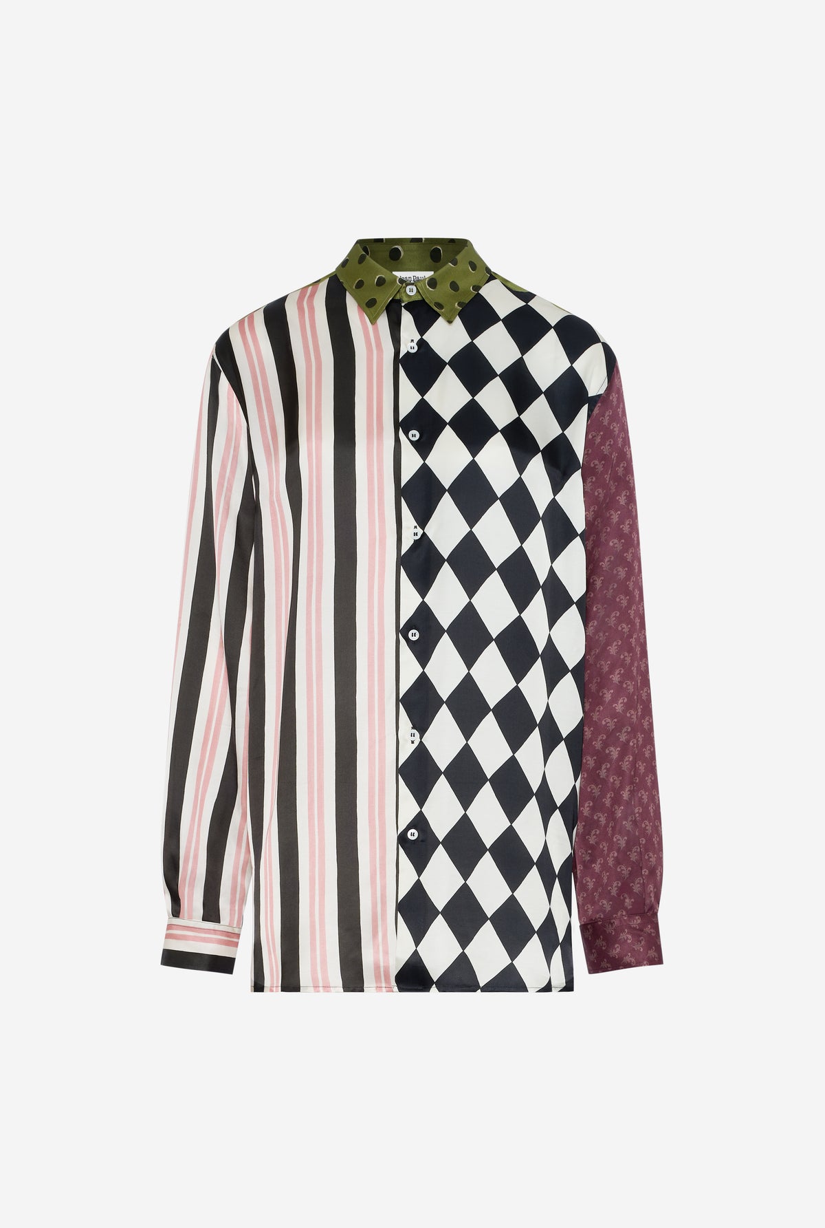 Unisex Satin Shirt Printed Patchworks - Multicolor