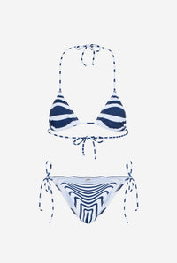 Re-Edition : Bikini Set Printed "Marinière Morphing" - White & Navy