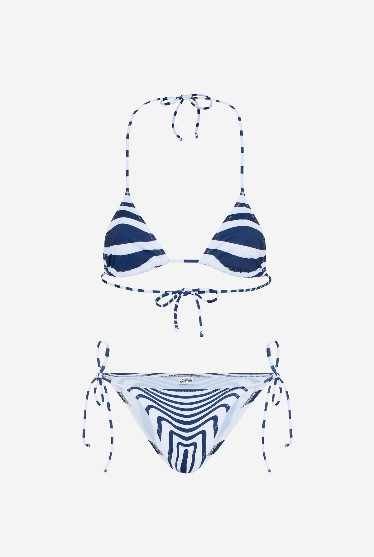 Re-Edition : Bikini Set Printed "Marinière Morphing" - White & Navy