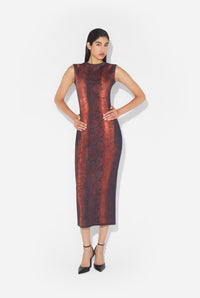 La Robe En Coton Python - Brown & Black