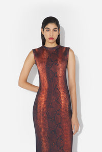 La Robe En Coton Python - Brown & Black