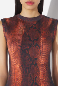 La Robe En Coton Python - Brown & Black