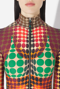 La Robe Imprimée Dots Marron - Orange & Blue & Brown