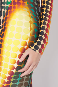 La Robe Imprimée Dots Marron - Orange & Blue & Brown