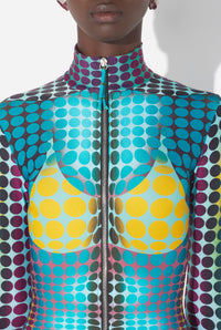 La Robe Midi Imprimée Dots Bleue - Blue & Purple & Yellow