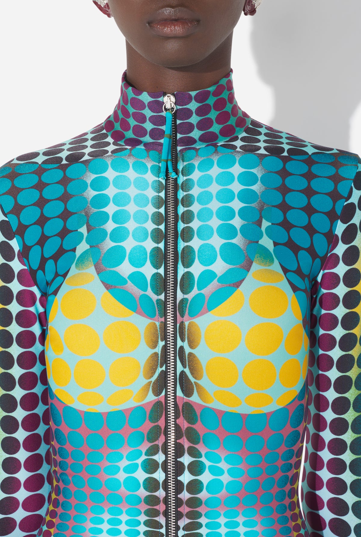 La Robe Midi Imprimée Dots Bleue - Blue & Purple & Yellow