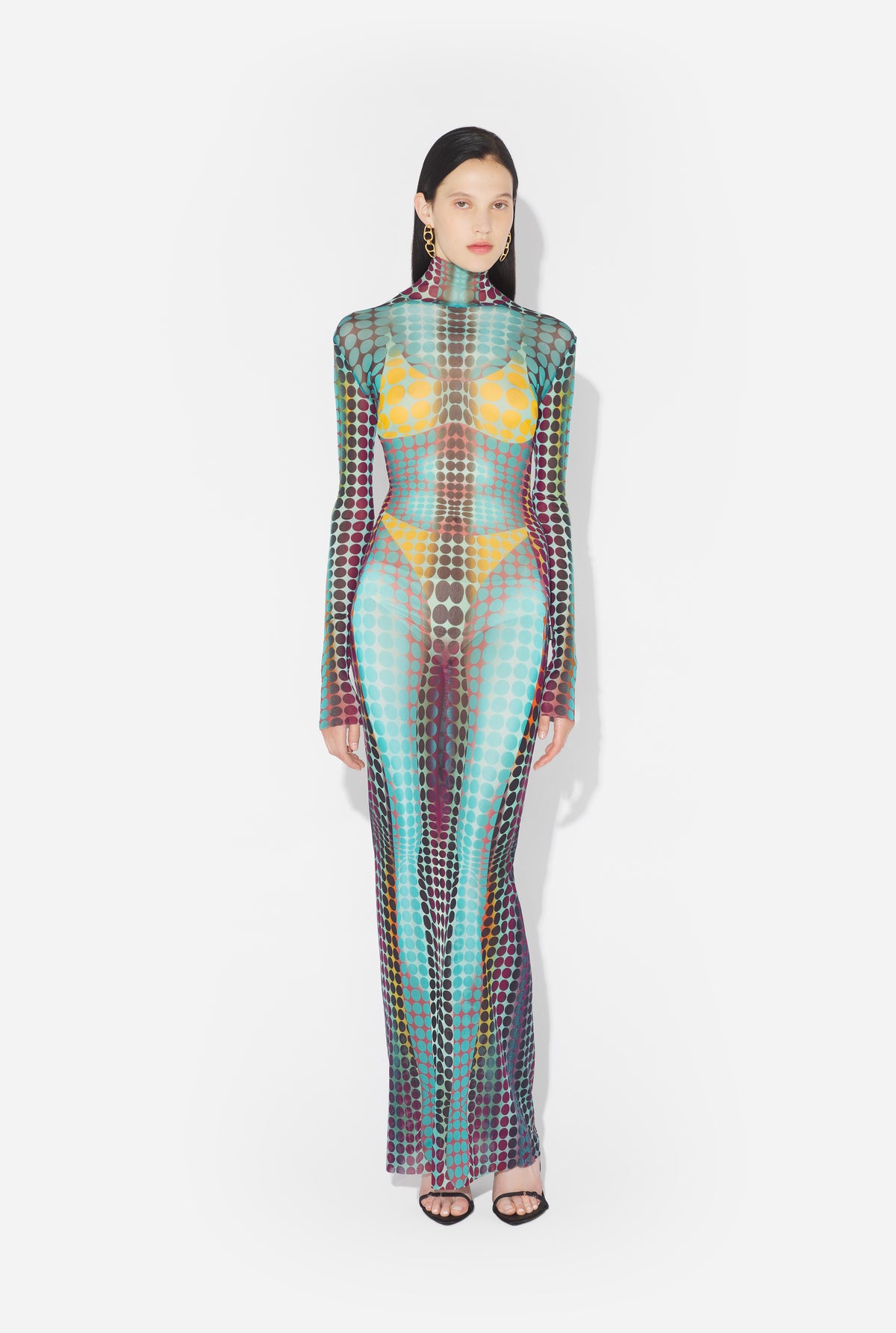 La Robe Imprimée Dots Bleue - Blue & Purple & Yellow