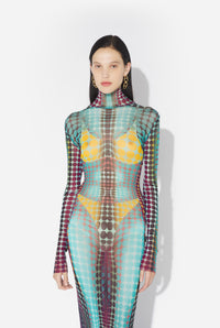 La Robe Imprimée Dots Bleue - Blue & Purple & Yellow
