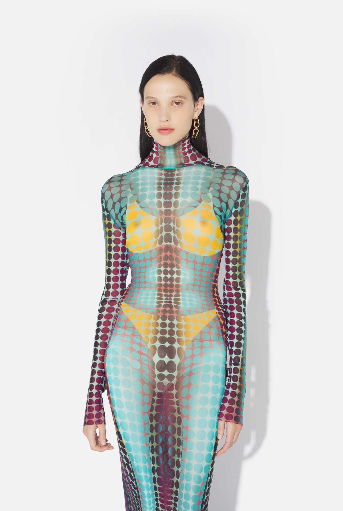La Robe Imprimée Dots Bleue - Blue & Purple & Yellow