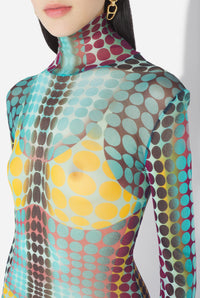 La Robe Imprimée Dots Bleue - Blue & Purple & Yellow