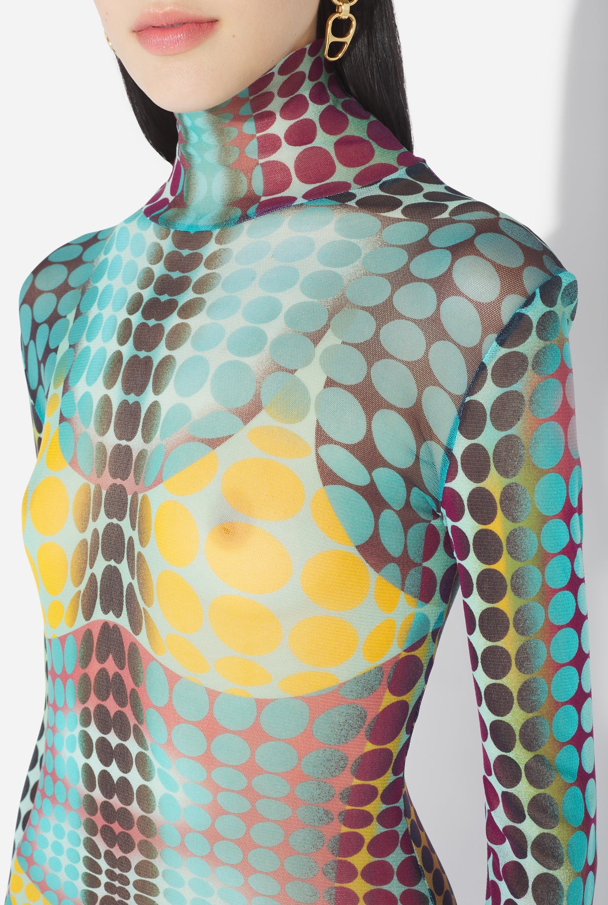 La Robe Imprimée Dots Bleue - Blue & Purple & Yellow