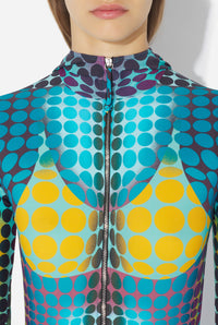 Réédition - La Combinaison Imprimée Dots - Blue & Purple & Yellow