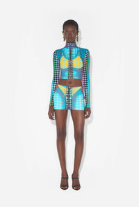 Réédition - Le Top Imprimé Dots Bleu - Blue & Purple & Yellow