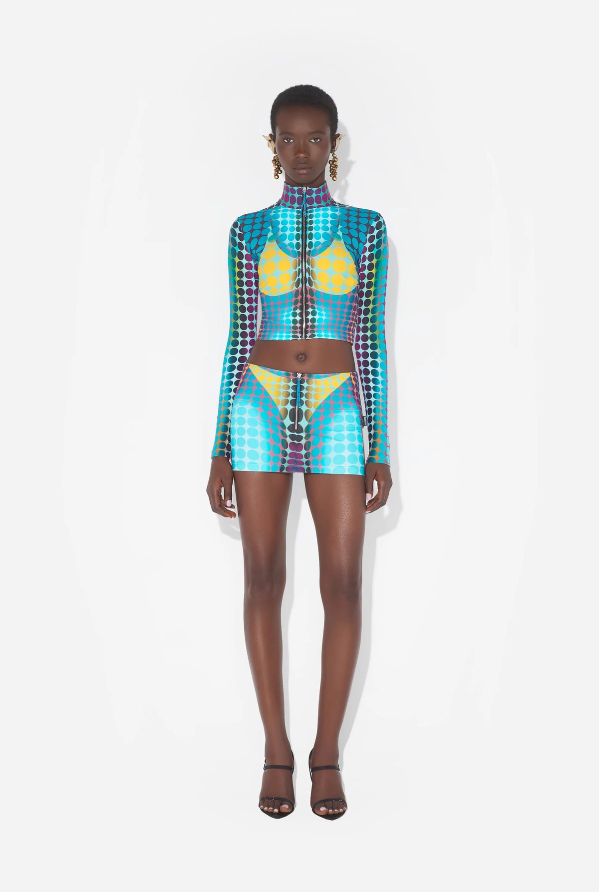 Réédition - Le Top Imprimé Dots Bleu - Blue & Purple & Yellow