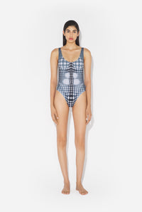 Le Maillot De Bain Imprimé Dots Noir Et Blanc - White & Grey & Black