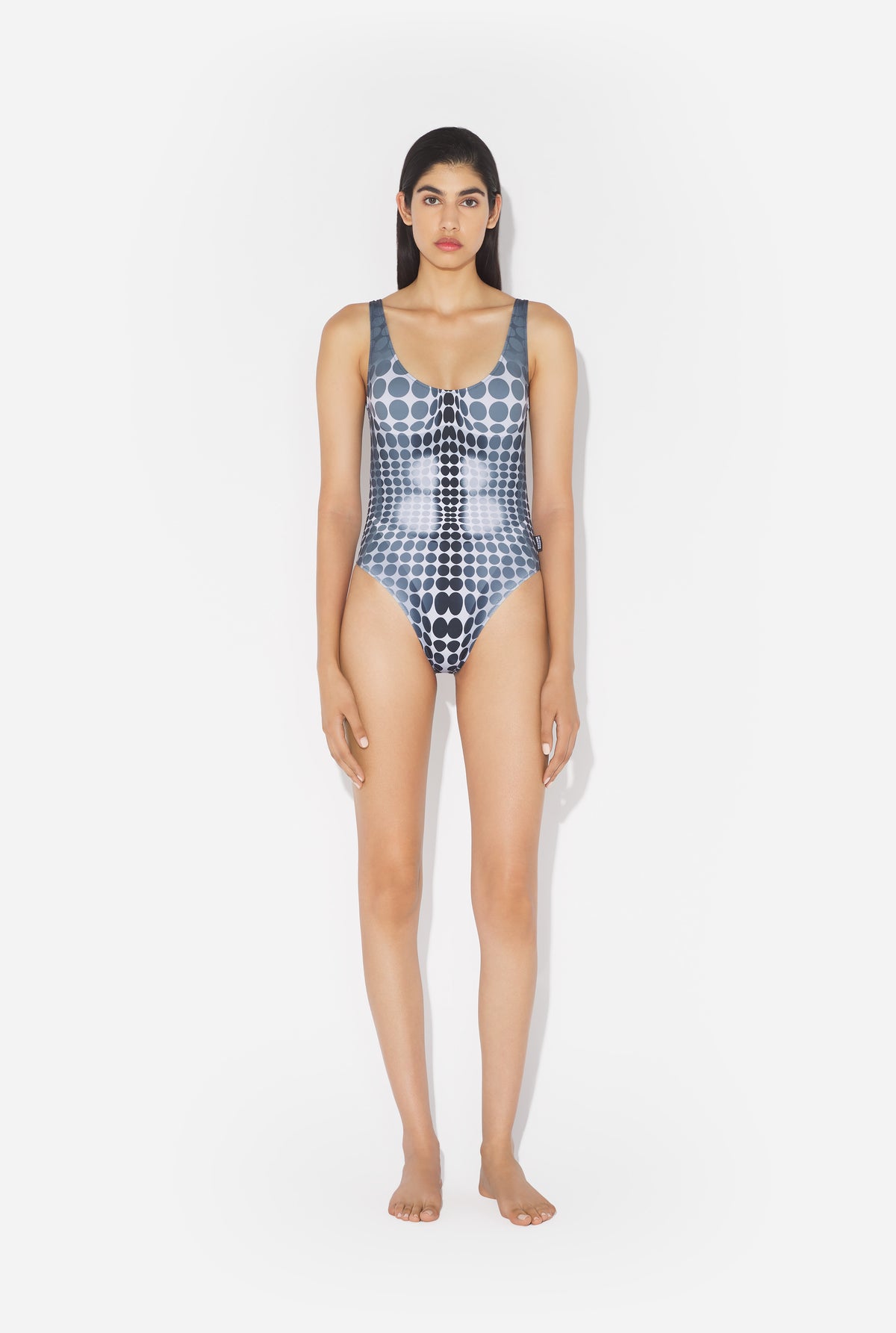 Le Maillot De Bain Imprimé Dots Noir Et Blanc - White & Grey & Black