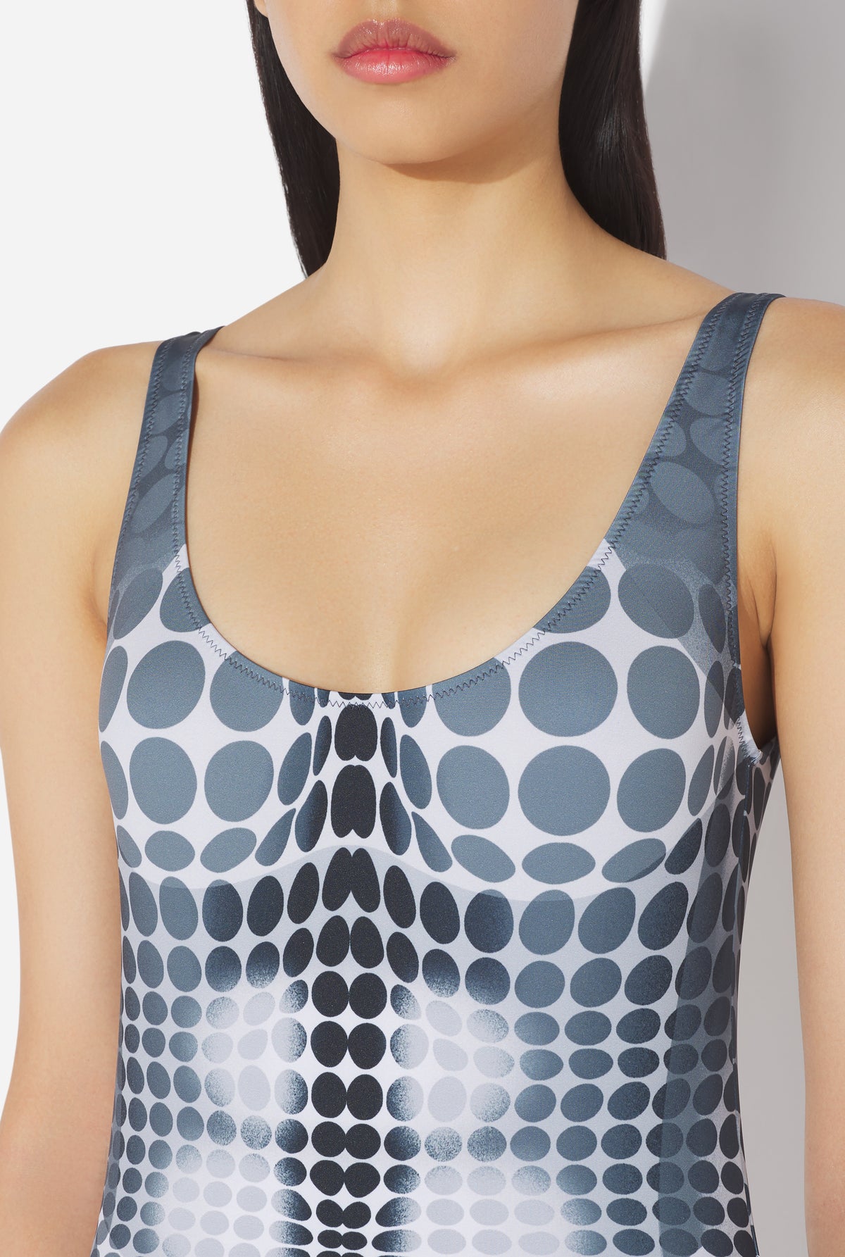 Le Maillot De Bain Imprimé Dots Noir Et Blanc - White & Grey & Black
