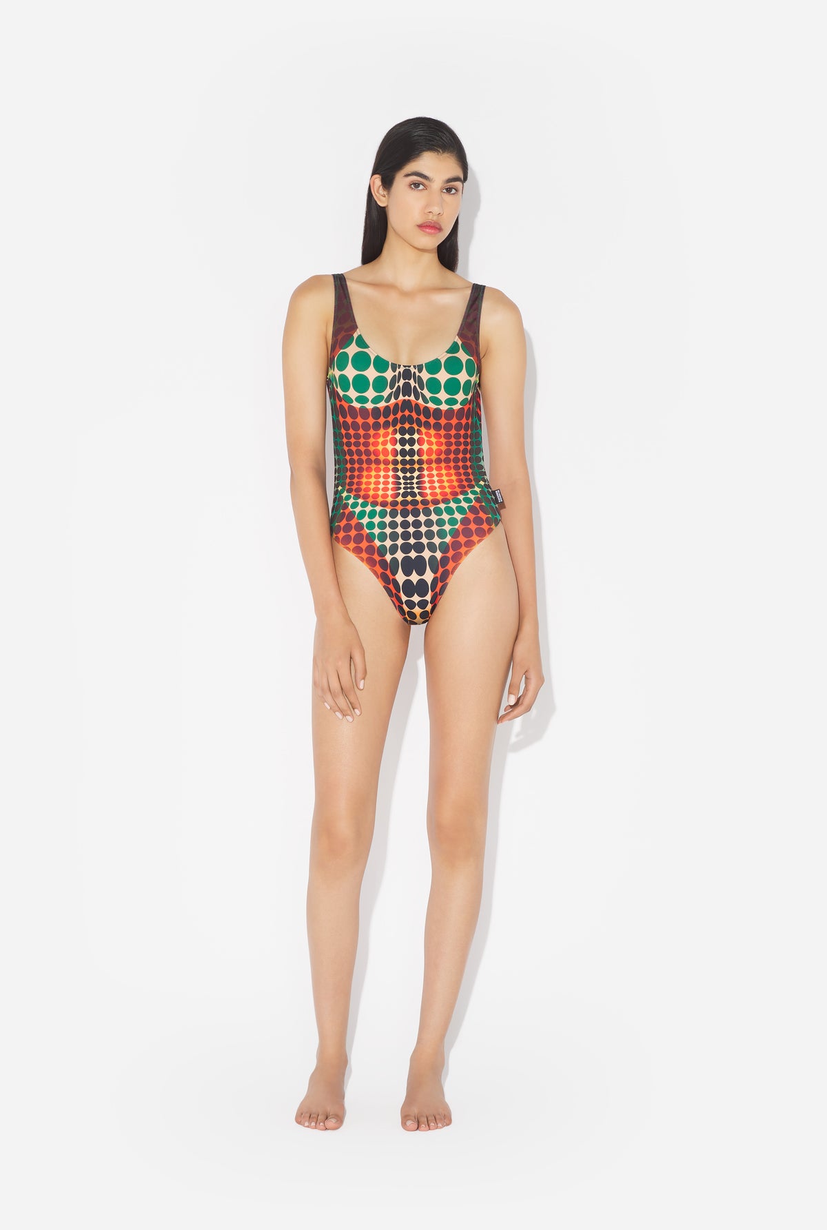Le Maillot De Bain Imprimé Dots Marron - Orange & Blue & Brown