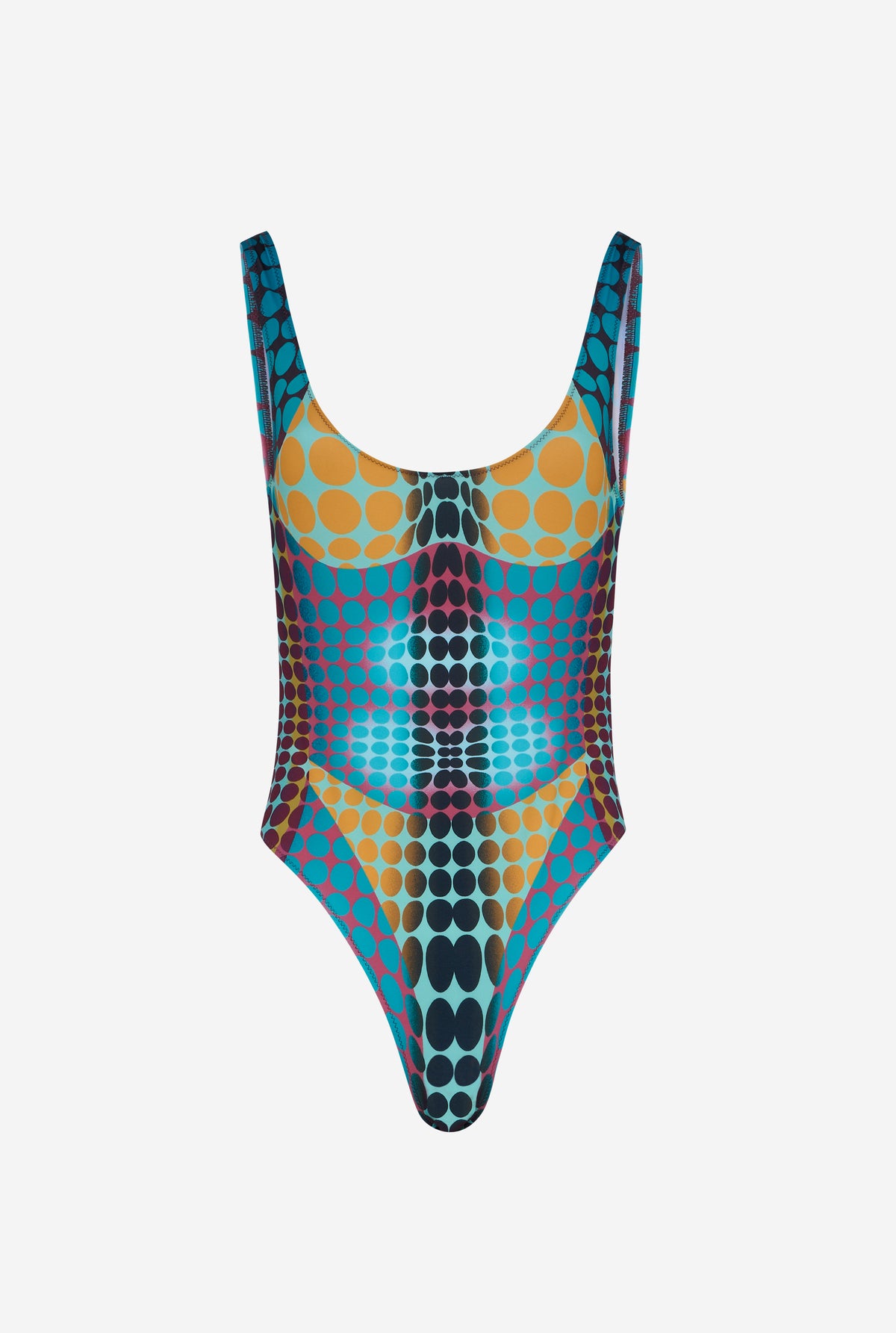 Maillot De Bain Une Pièce Imprimé Dots Bleu.
 - Blue & Purple & Yellow
