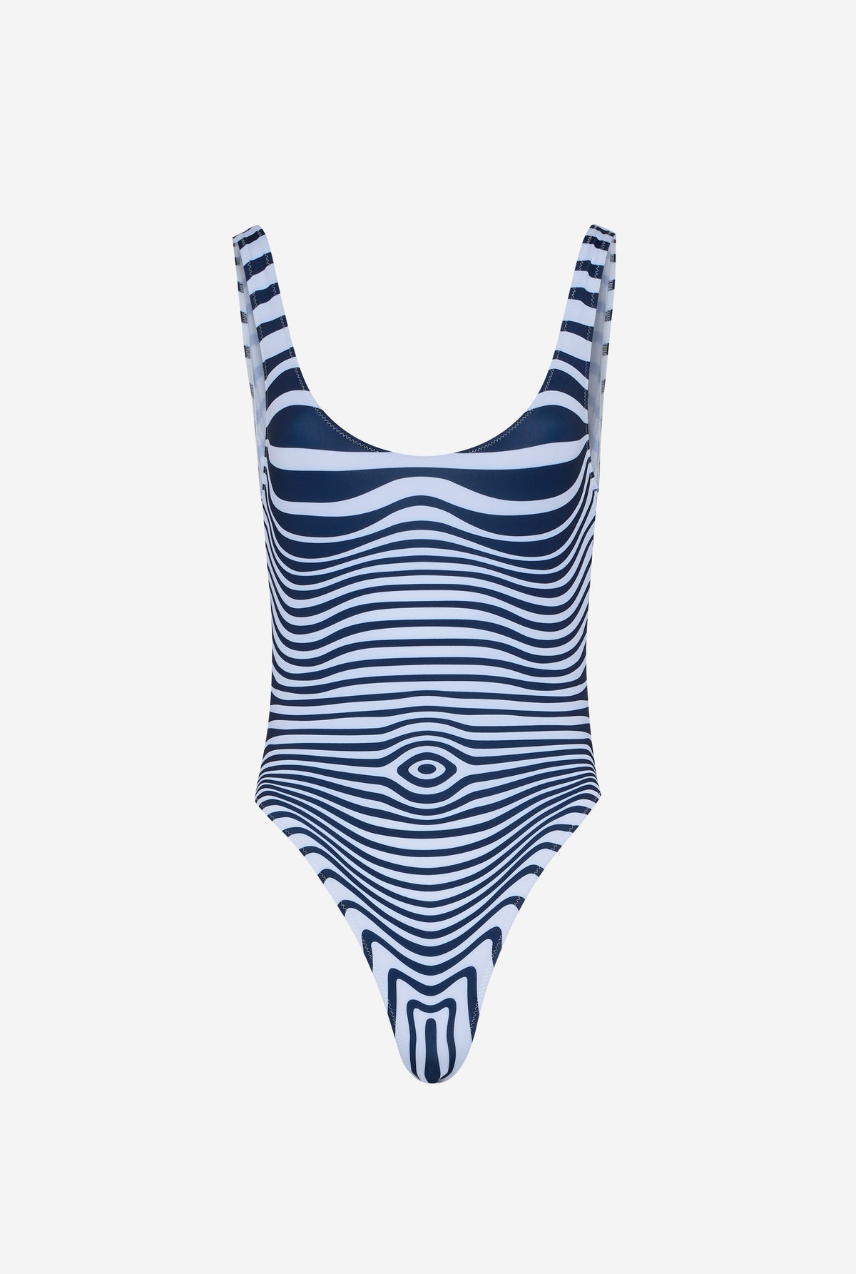 Re-Edition : Swimsuit Printed "Marinière Morphing" - White & Navy