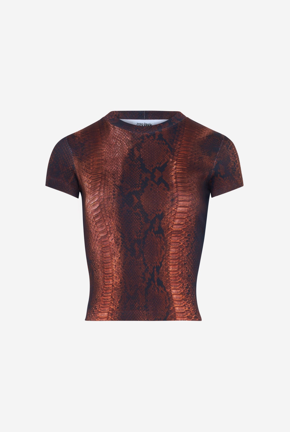 T-Shirt En Coton Côtelé Imprimé "Python".
 - Brown & Black