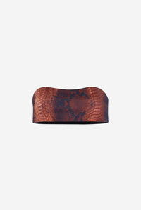 Cotton Ribbed Bra Printed "Python" - Brown & Black